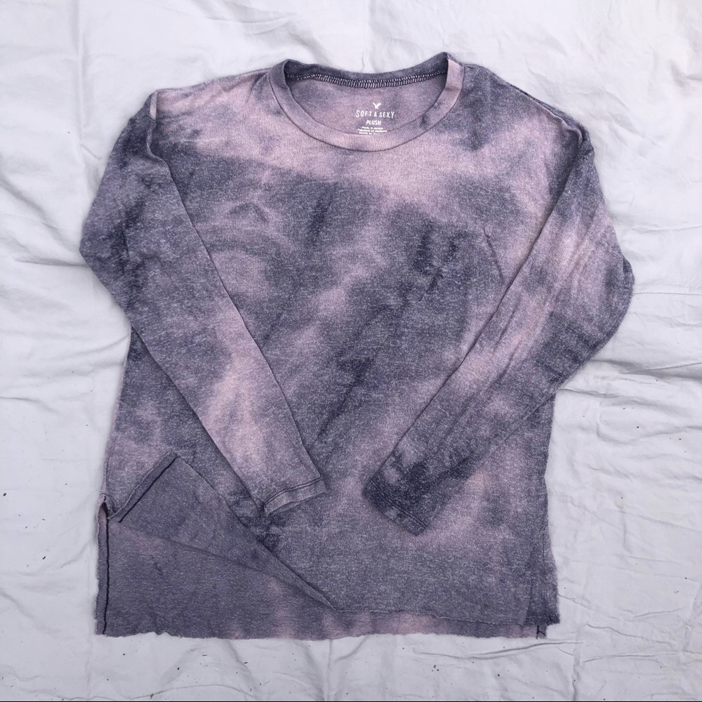 Aerie Purple Tie Dye Cozy Long Sleeve